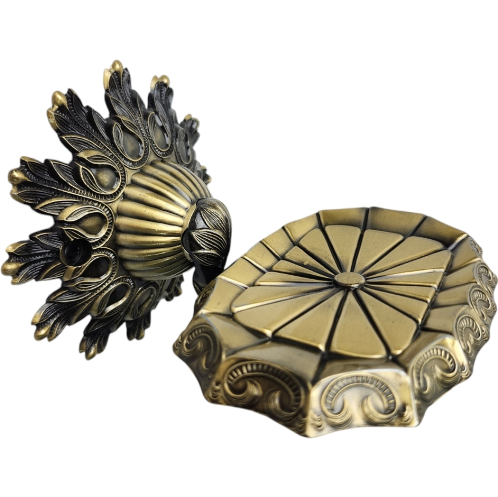 Vintage Rosette Brass Gold and Black Decorative Wall Hook, Shelf ,Soap Holder